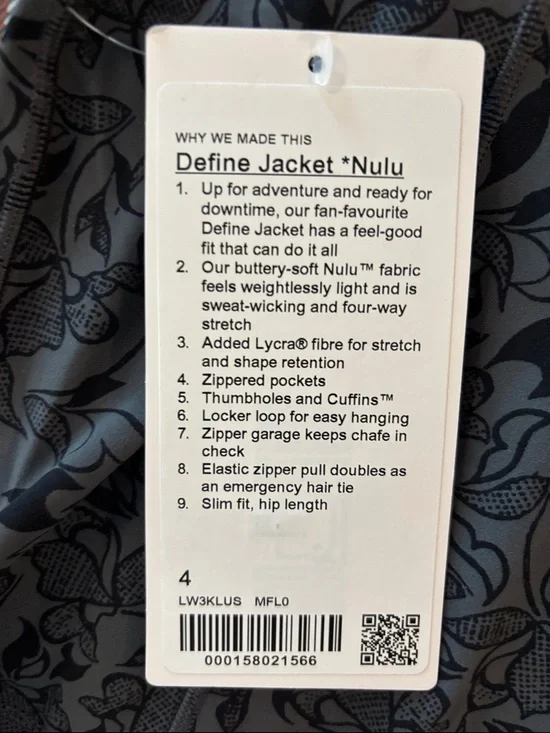 🍋🍋 lululemon athletica Gray Floral Zip-Up Jacket - Picture 6 of 6